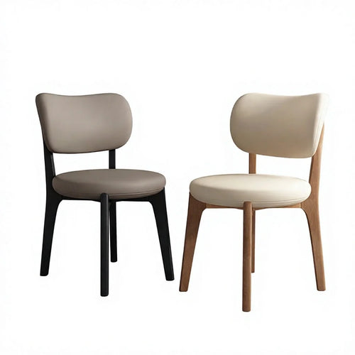 Nordic solid wood dining chair leather upholstered